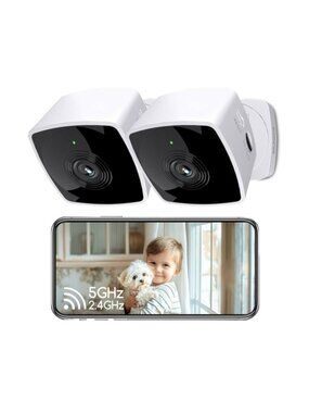 2K Indoor Security Camera 2-Pack 5G & 2.4G Wi-Fi AI Motion Detect Two-Way Audio